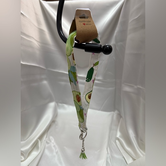 Handmade Avocado Wristlet Keychain with Green Tassel - Picture 1 of 7